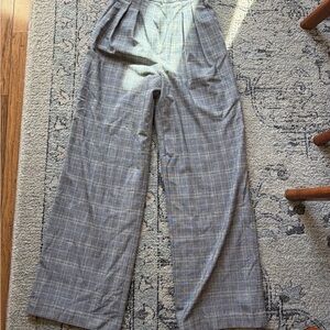 Babaton Gray Checkered Wide Leg Pants